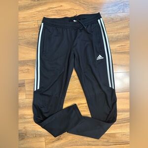 Adidas Kids Black Joggers with White Stripes